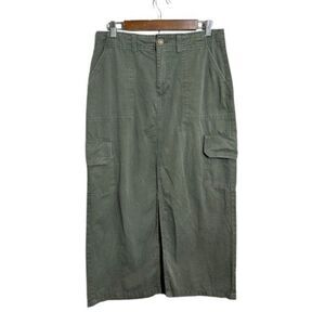 Maurices Denim Cargo Midi Skirt 10 Green Cotton Y2K Pockets